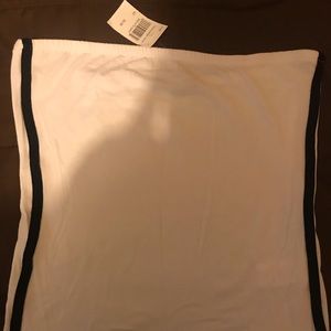 White with black stripe tube top